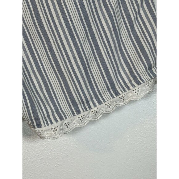 Vintage 80s Gitano High Rise Blue White Striped Shorts 9 Eyelet Lace Retro Y2k - Picture 5 of 10